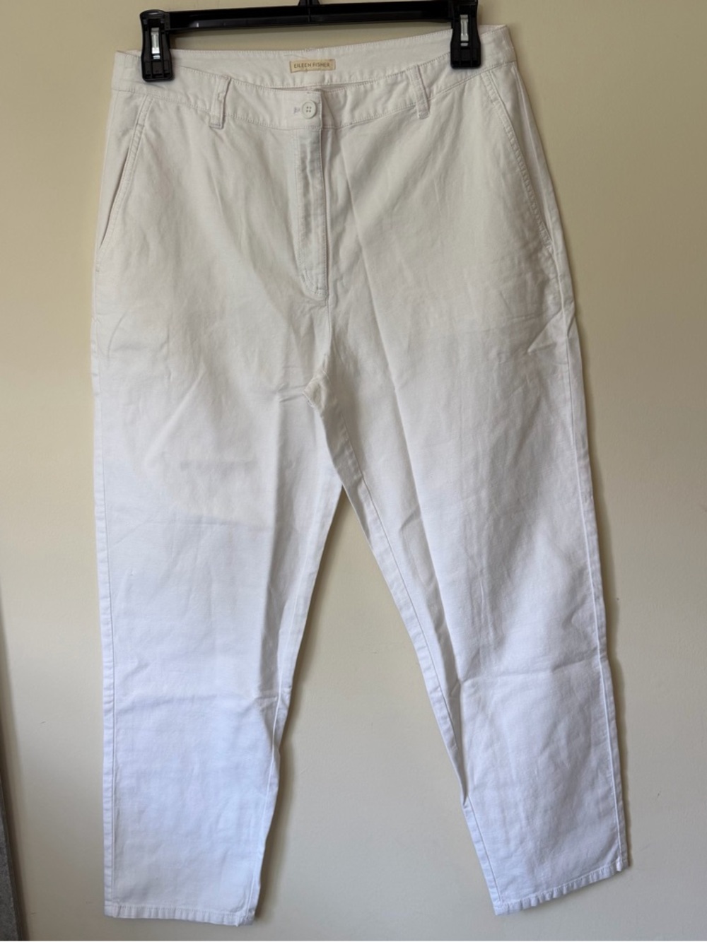 Eileen Fisher Pants Women's Size 12 White Organic Cotton Hemp Ankle NWOT $178